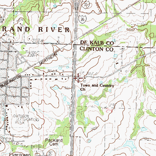 Topographic Map of Town and Country Church, MO