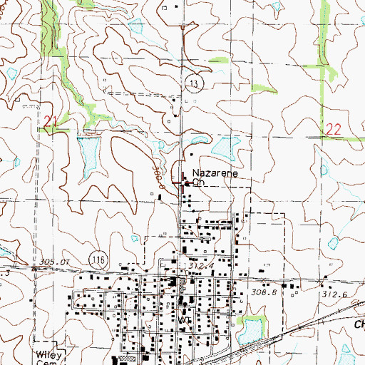 Topographic Map of Nazarene Church, MO