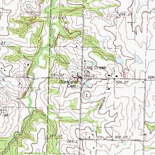 Topographic Map of Log Creek Church, MO