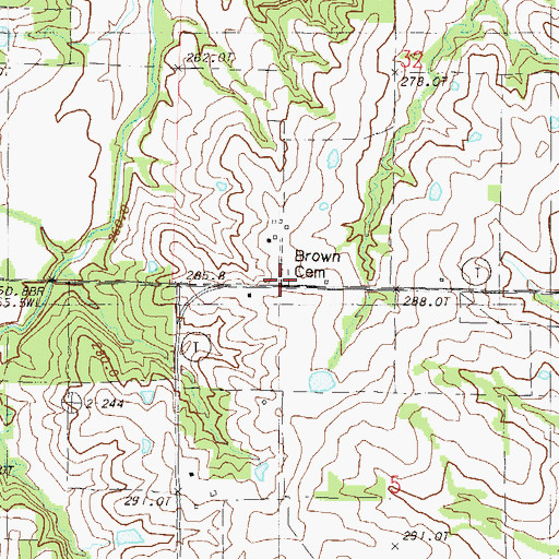 Topographic Map of Brown Cemetery, MO