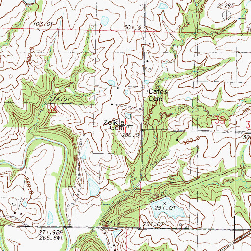 Topographic Map of Zeikle Cemetery, MO