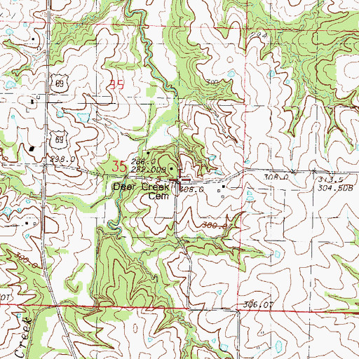 Topographic Map of Deer Creek Cemetery, MO
