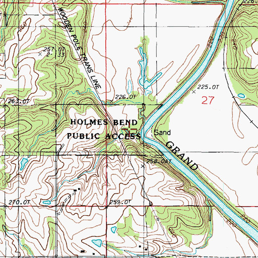 Topographic Map of Holmes Bend Public Access, MO