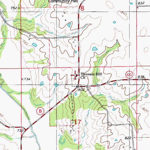 Topographic Map of Pleasant Hill United Presbyterian Church, MO