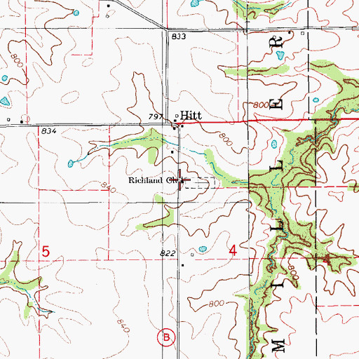 Topographic Map of Richland Baptist Church, MO