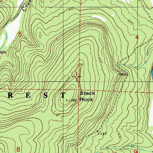 Topographic Map of Stack Rock Scenic Area, AR