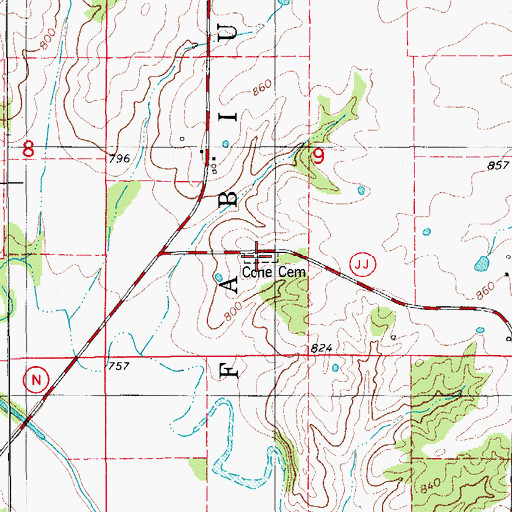 Topographic Map of Cone Cemetery, MO