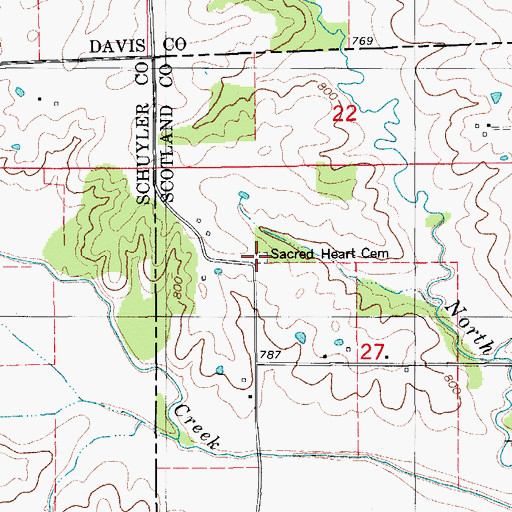Topographic Map of Sacred Heart Cemetery, MO