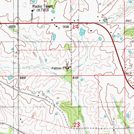 Topographic Map of Fabius Church, MO