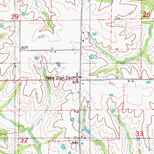 Topographic Map of New Zion Cemetery, MO