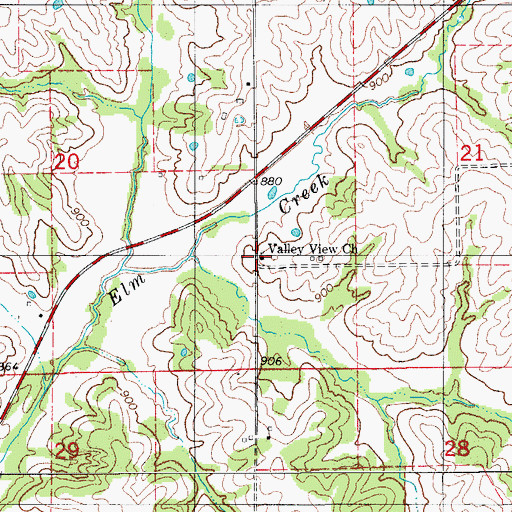 Topographic Map of Valley View Church, MO