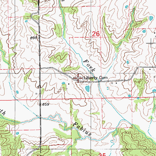 Topographic Map of Liberty Cemetery, MO