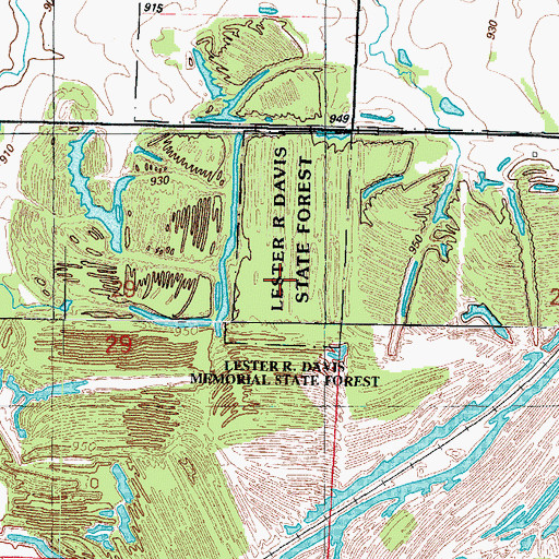 Topographic Map of Lester R Davis Memorial State Forest, MO