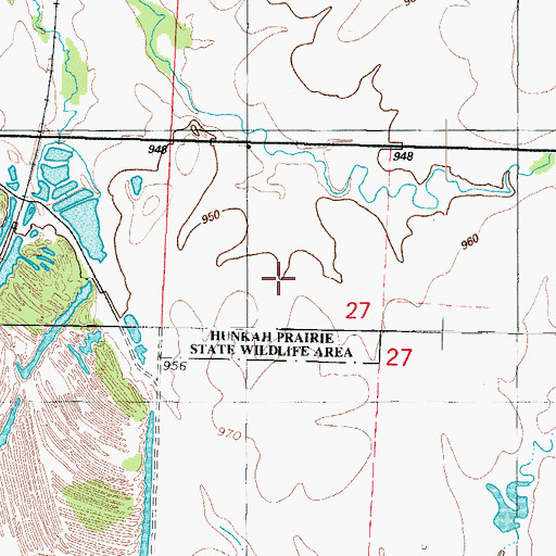 Topographic Map of Hunkah Prairie State Wildlife Area, MO