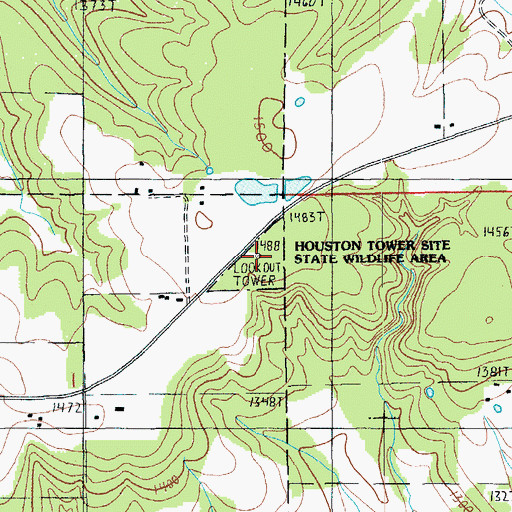Topographic Map of Houston Tower Site State Wildlife Area, MO