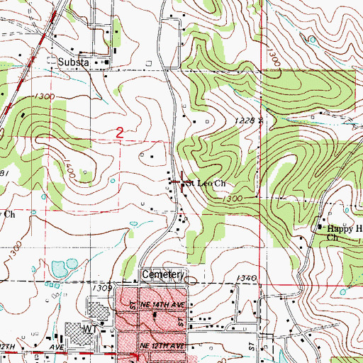 Topographic Map of Saint Leo Church, MO