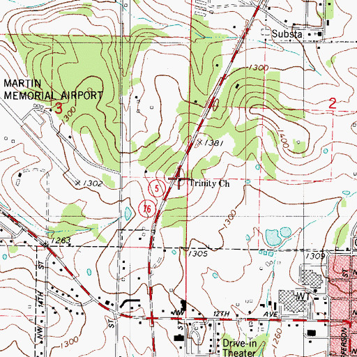 Topographic Map of Trinity Church, MO