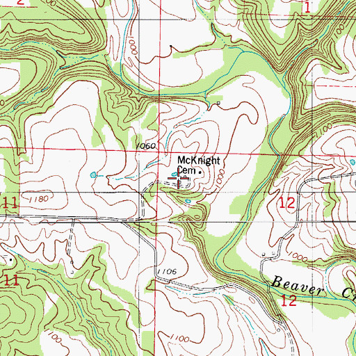 Topographic Map of McKnight Cemetery, MO