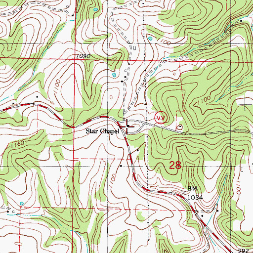 Topographic Map of Star Chapel, MO