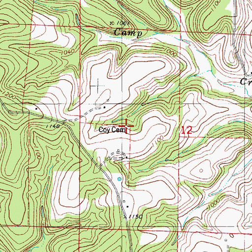 Topographic Map of Coy Cemetery, MO