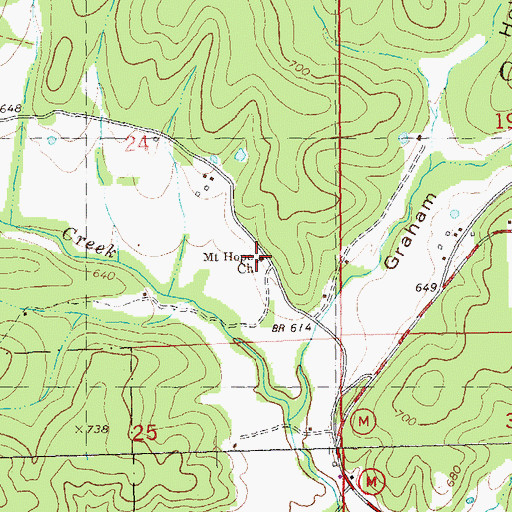 Topographic Map of Mount Hope Church, MO