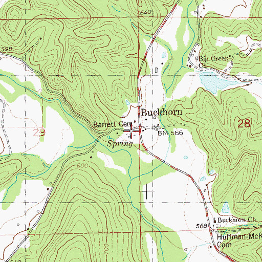Topographic Map of Barrett Cemetery, MO