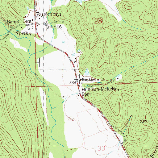 Topographic Map of Buckhorn Church, MO
