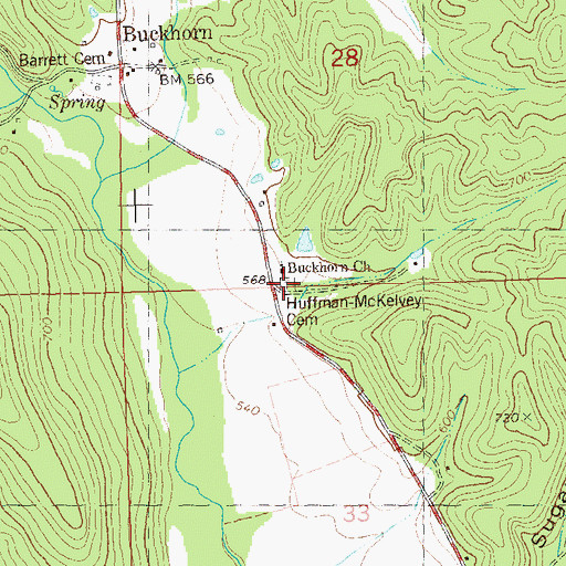 Topographic Map of Huffman-McKelvey Cemetery, MO