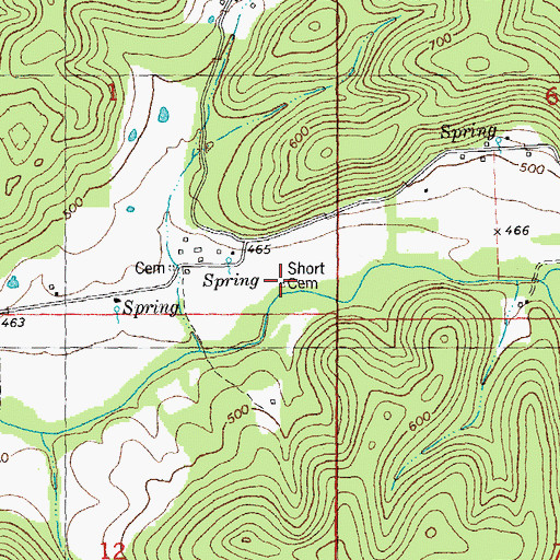 Topographic Map of Short Cemetery, MO