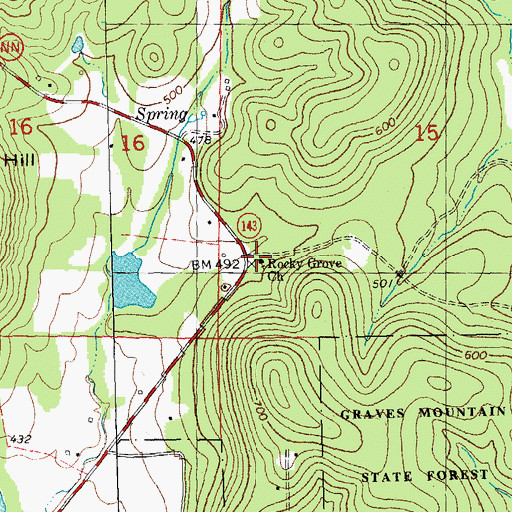 Topographic Map of Rocky Grove Church, MO