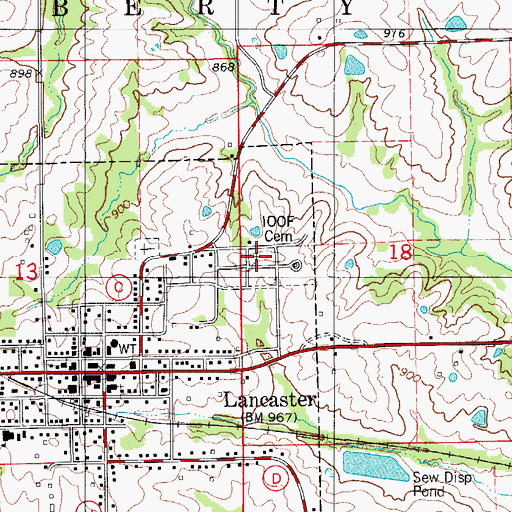 Topographic Map of Independent Order of Odd Fellows Cemetery, MO