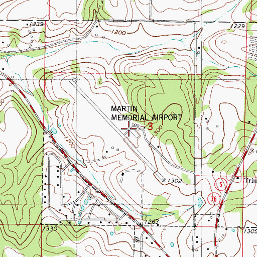 Topographic Map of Ava Bill Martin Memorial Airport, MO