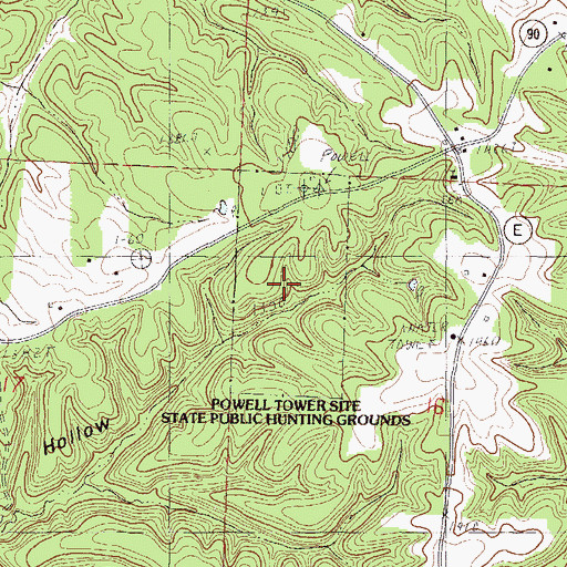 Topographic Map of Powell Tower Site State Public Hunting Grounds, MO
