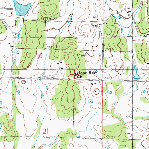 Topographic Map of Hope Rest Church, MO