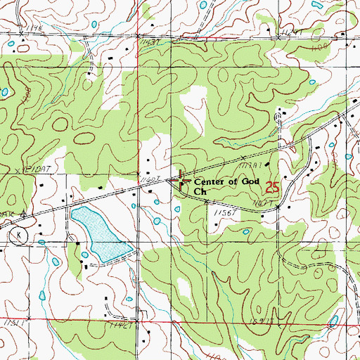 Topographic Map of Center of God Church, MO