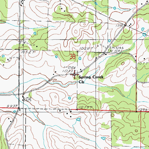 Topographic Map of Spring Creek Church, MO