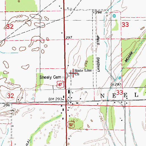 Topographic Map of State Line Church, MO