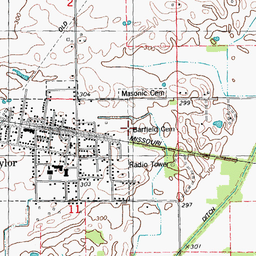 Topographic Map of Barfield Cemetery, MO