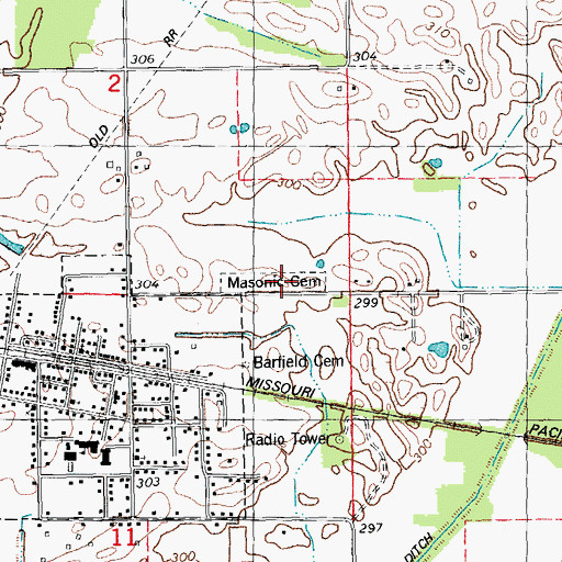 Topographic Map of Masonic Cemetery, MO