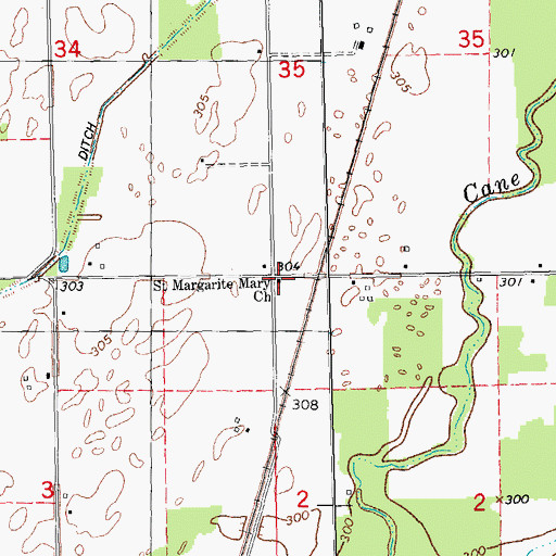 Topographic Map of Saint Margarite Mary Church, MO