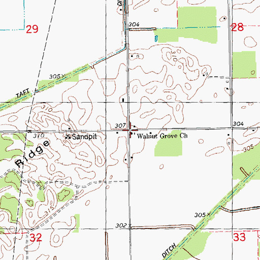 Topographic Map of Walnut Grove Church, MO