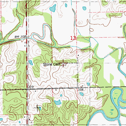 Topographic Map of Stone Cemetery, MO