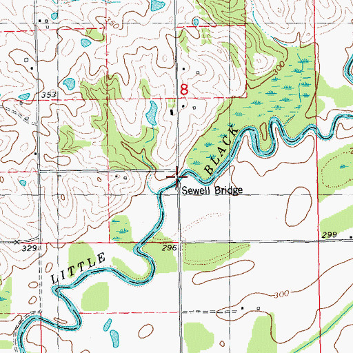 Topographic Map of Sewell Bridge, MO
