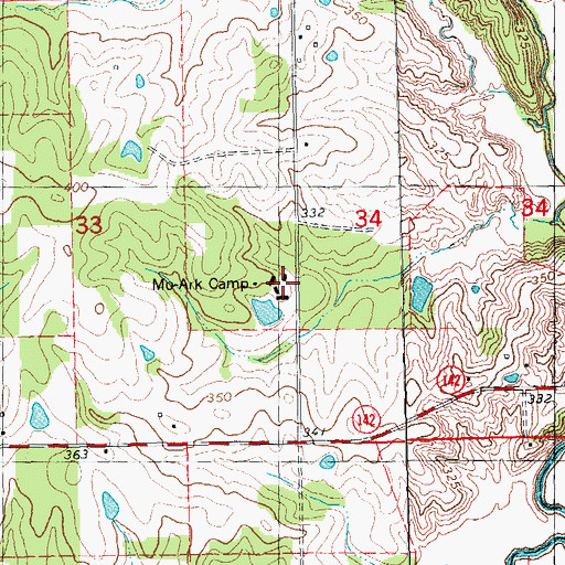 Topographic Map of Mo-Ark Camp, MO