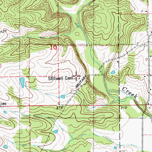 Topographic Map of Stillwell Cemetery, MO