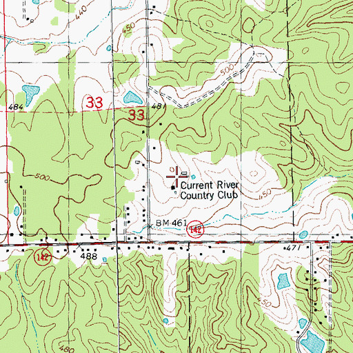 Topographic Map of Current River Country Club, MO