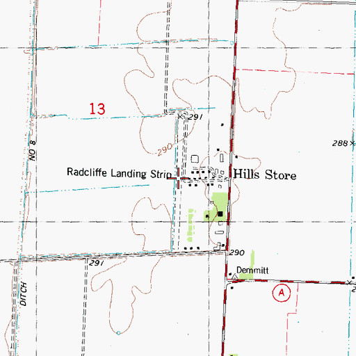 Topographic Map of Radcliffe Landing Strip (historical), MO