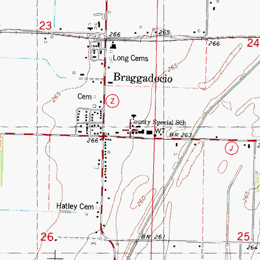 Topographic Map of Pemiscot County Special School, MO