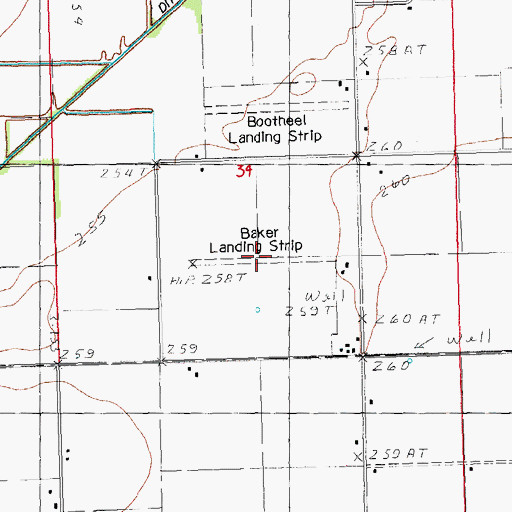 Topographic Map of Baker Landing Strip (historical), MO