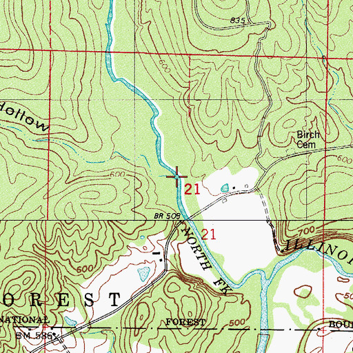 Topographic Map of Epson Hollow, AR